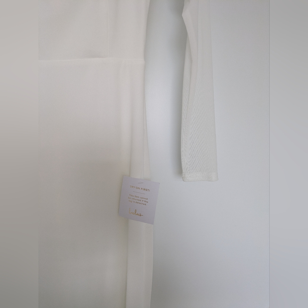 Lulus Lovingly Yours White Mesh Long Sleeve Maxi Bridal Wedding Dress - Picture 13 of 15